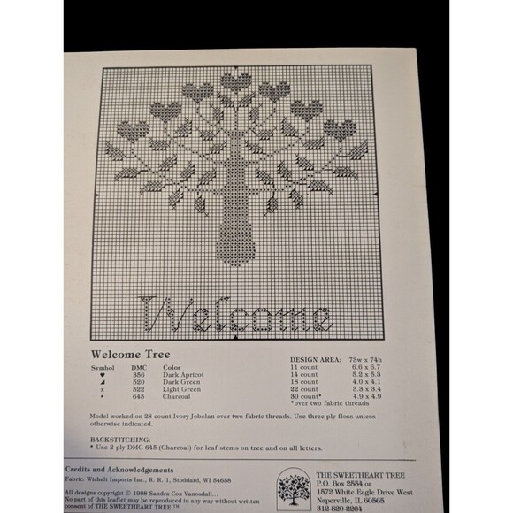 The Sweetheart Tree Cross Stitch Pattern Friendship Family Mother Welcome SV-019 - Picture 2 of 3